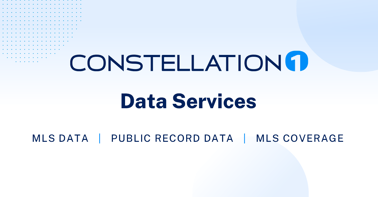 An interconnected map of the US and Canada with a blue 1 logo in the background and a speech bubble representing MLS data